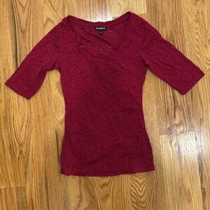 Express red 3/4 length sleeve lace top